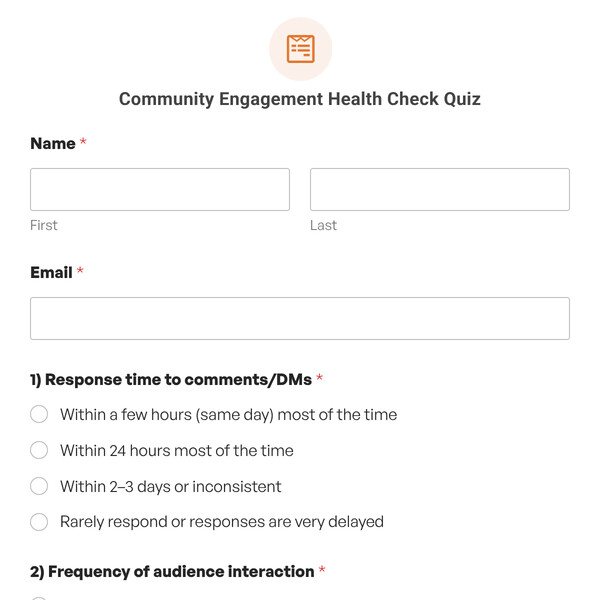Community Engagement Health Check Quiz Template