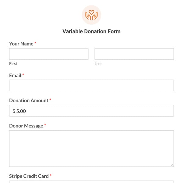 Variable Donation Form Template