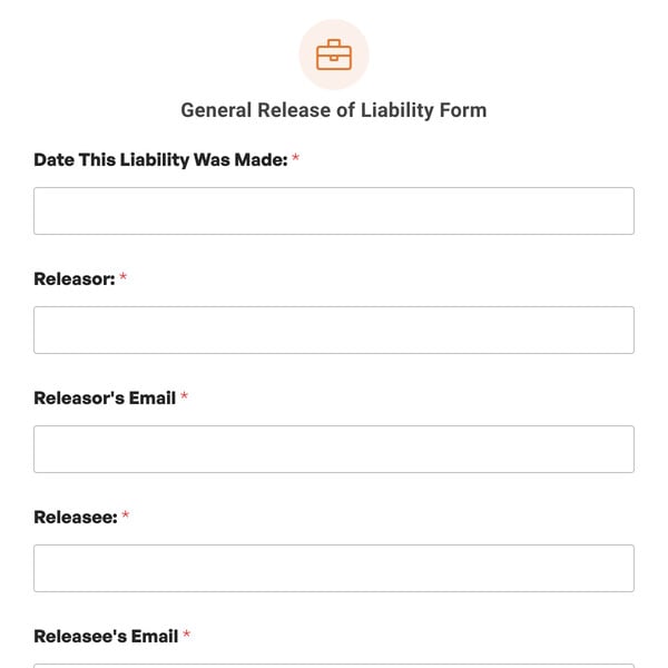 General Release of Liability Form Template