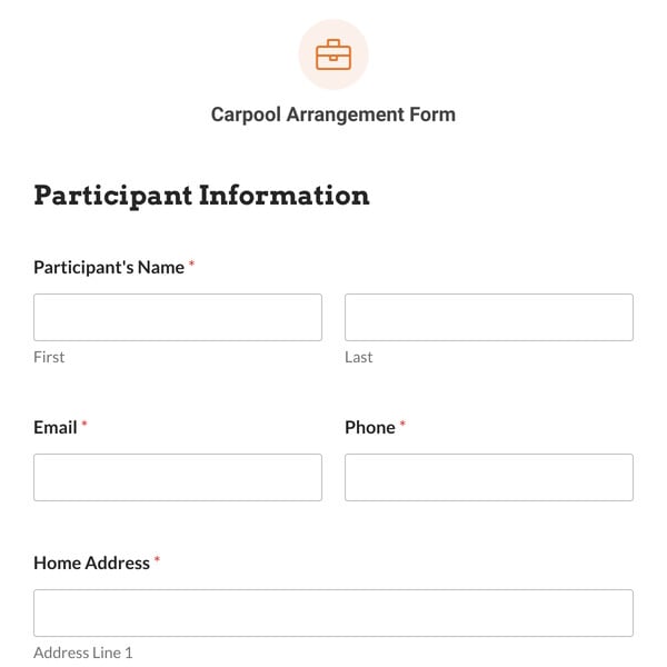 Carpool Arrangement Form Template