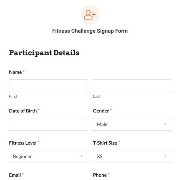 Fitness Challenge Signup Form Template