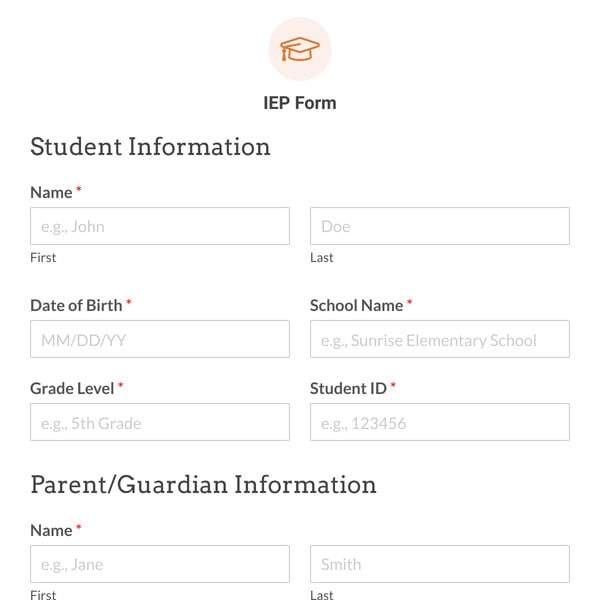 IEP Form Template