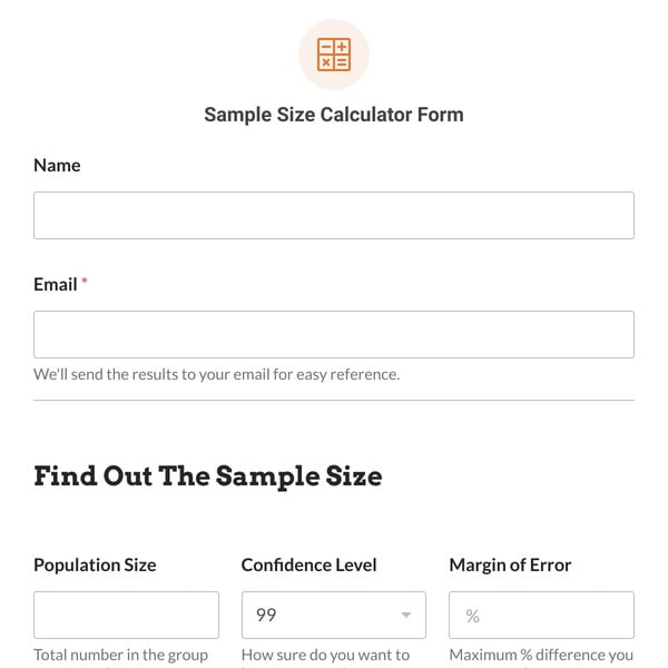Sample Size Calculator Form Template