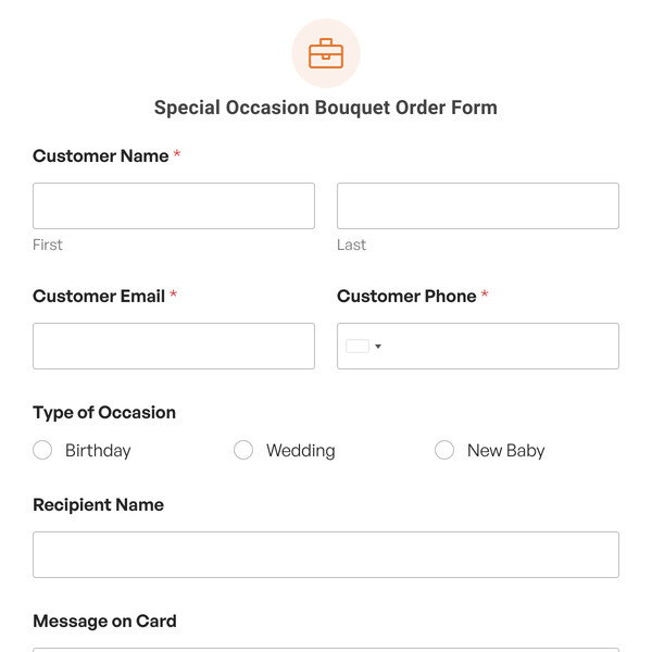Special Occasion Bouquet Order Form Template