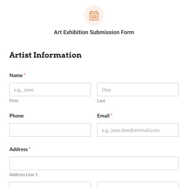 Art Exhibition Submission Form Template