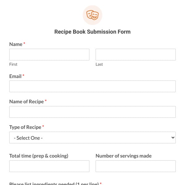 Recipe Book Submission Form Template