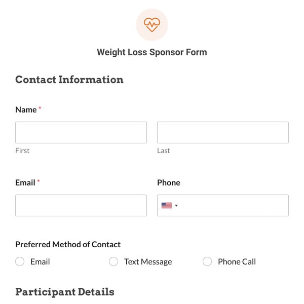 Weight Loss Sponsor Form Template