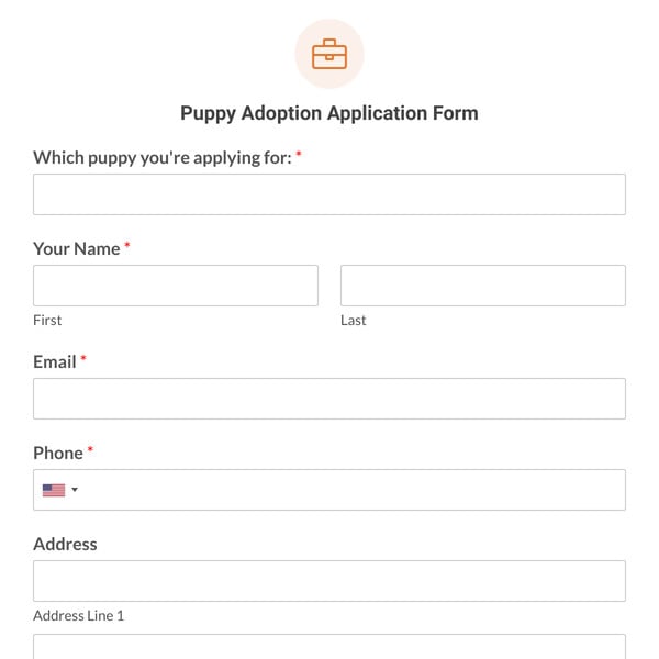 Puppy Adoption Application Form Template