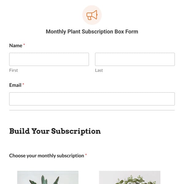 Monthly Plant Subscription Box Form Template