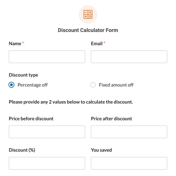 Discount Calculator Form Template