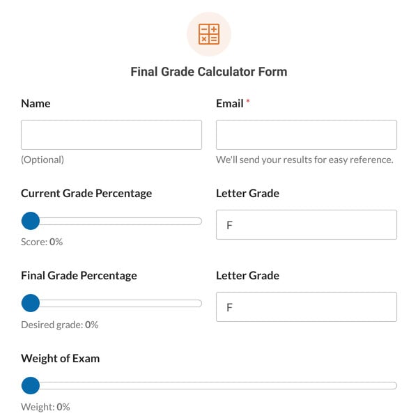 Final Grade Calculator Form Template