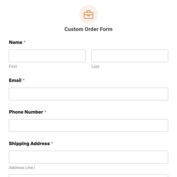 Custom Order Form Template