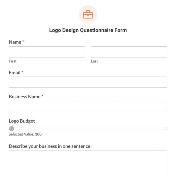 Logo Design Questionnaire Form Template
