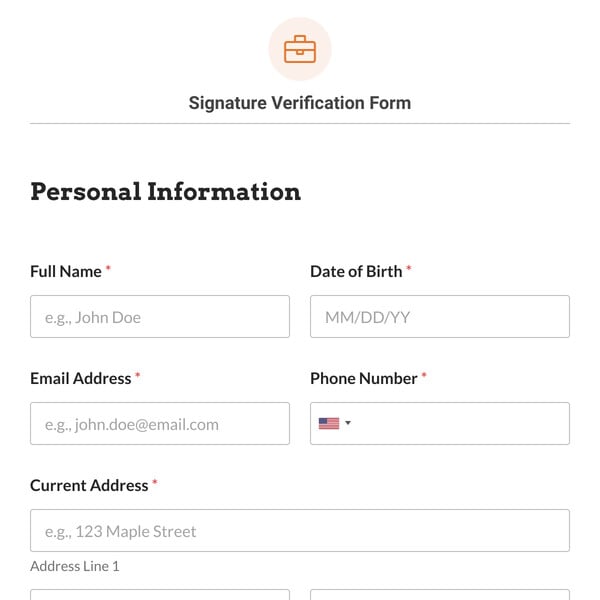 Signature Verification Form Template