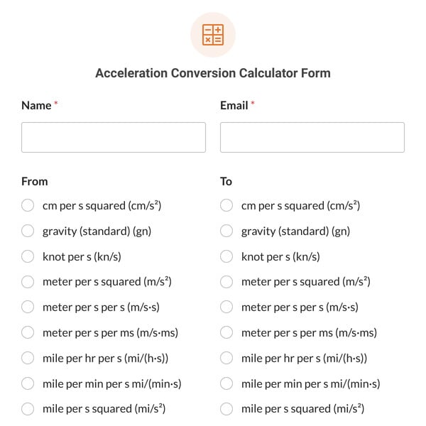 Acceleration Conversion Calculator Form Template