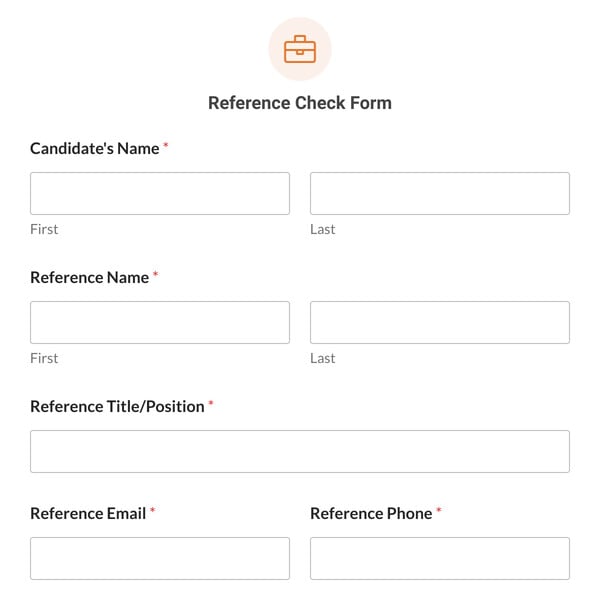 Reference Check Form Template