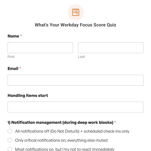 What’s Your Workday Focus Score Quiz Template
