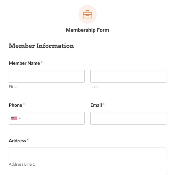 Membership Form Template