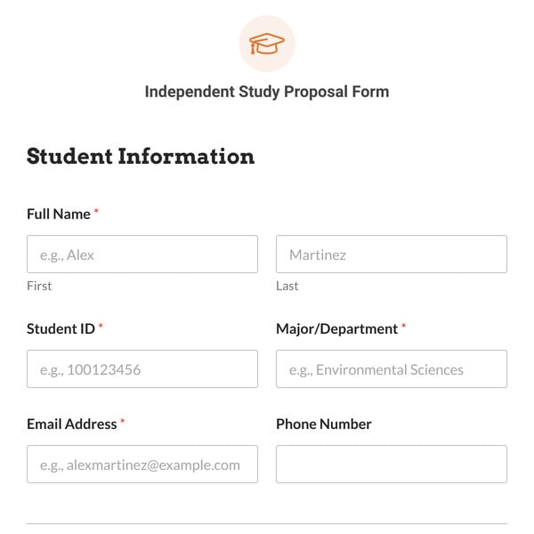 Independent Study Proposal Form Template