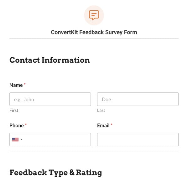 ConvertKit Feedback Survey Form Template