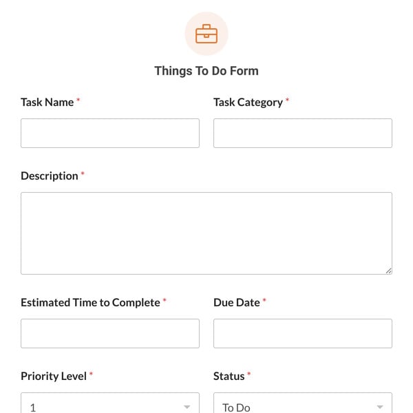 Things To Do Form Template