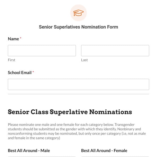 Senior Superlatives Nomination Form Template