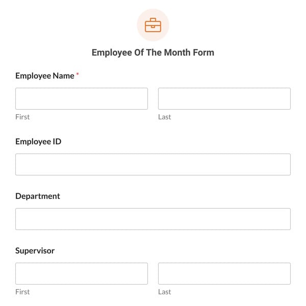 Employee Of The Month Form Template