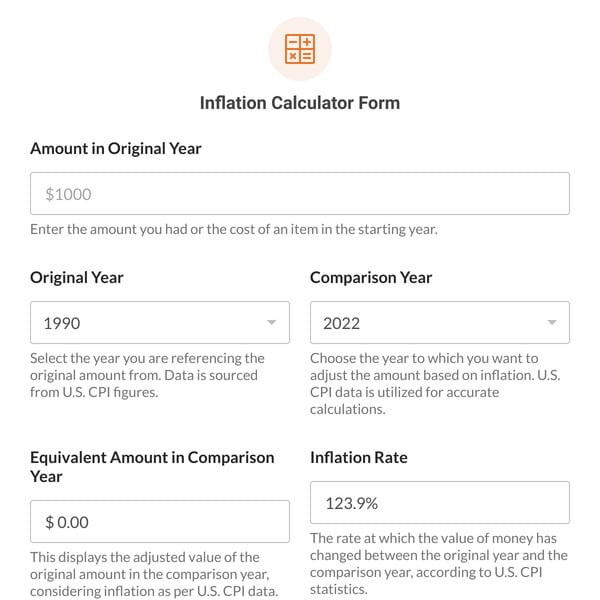 Inflation Calculator Form Template