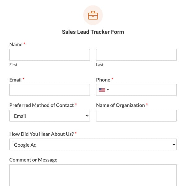 Sales Lead Tracker Form Template