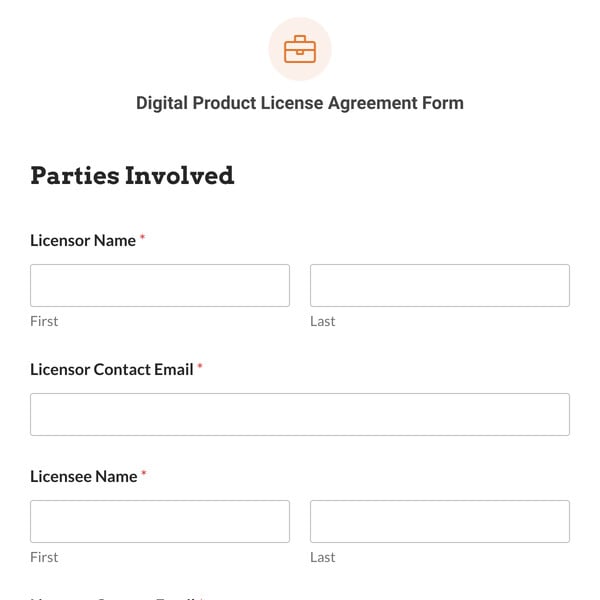 Digital Product License Agreement Form Template