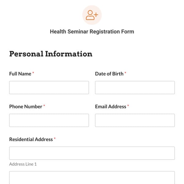 Health Seminar Registration Form Template