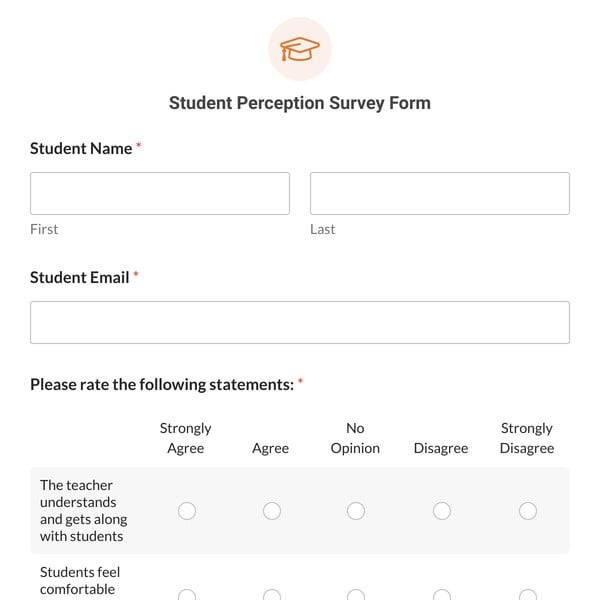 Student Perception Survey Form Template