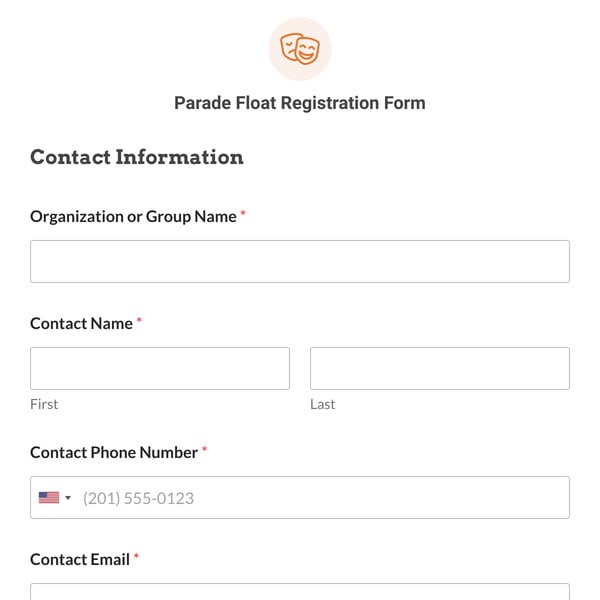 Parade Float Registration Form Template