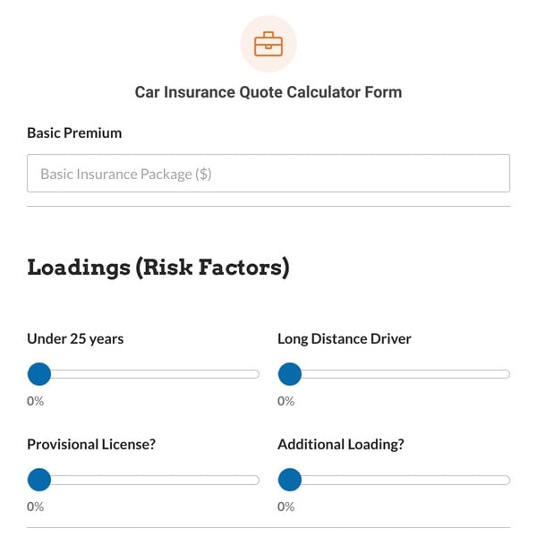 Car Insurance Quote Calculator Form Template