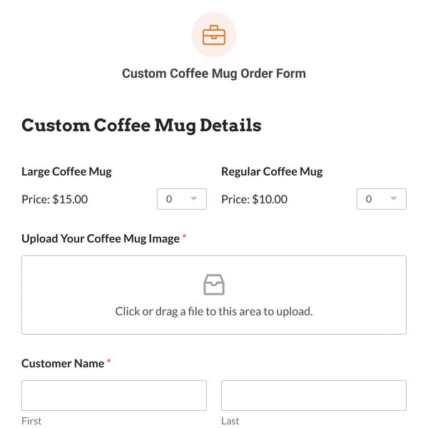 Custom Coffee Mug Order Form Template