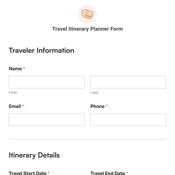 Travel Itinerary Planner Form Template