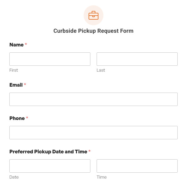 Curbside Pickup Request Form Template