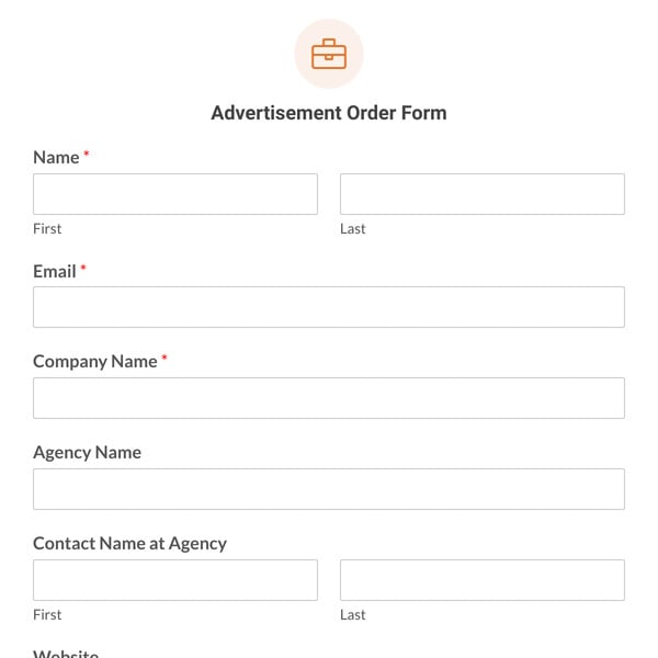 Advertisement Order Form Template