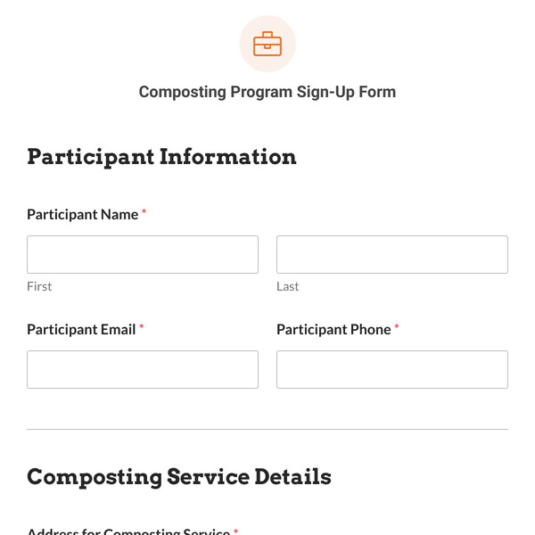 Composting Program Sign-Up Form Template