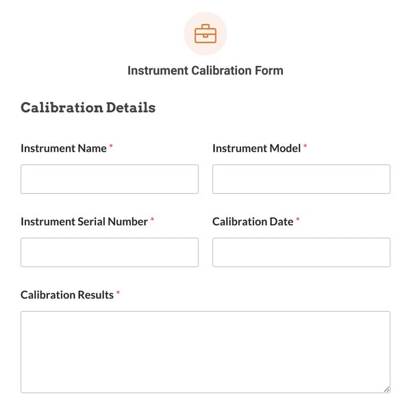 Instrument Calibration Form Template