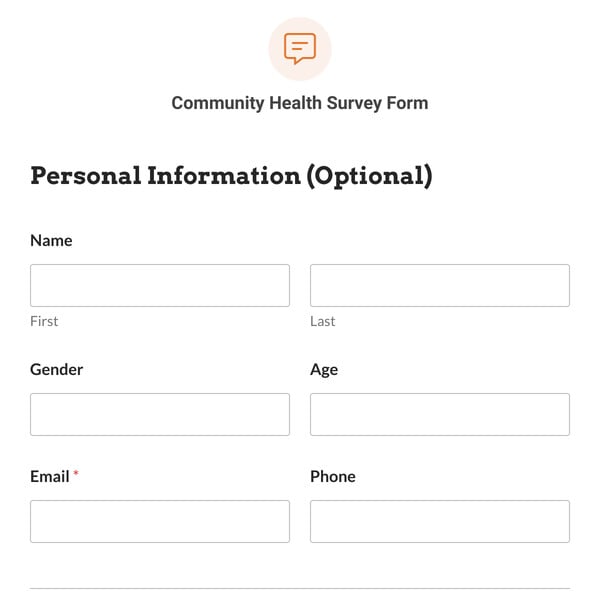 Community Health Survey Form Template