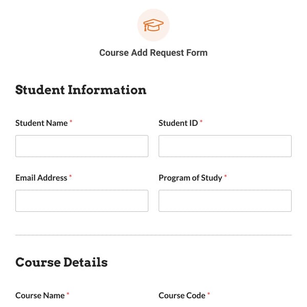 Course Add Request Form Template