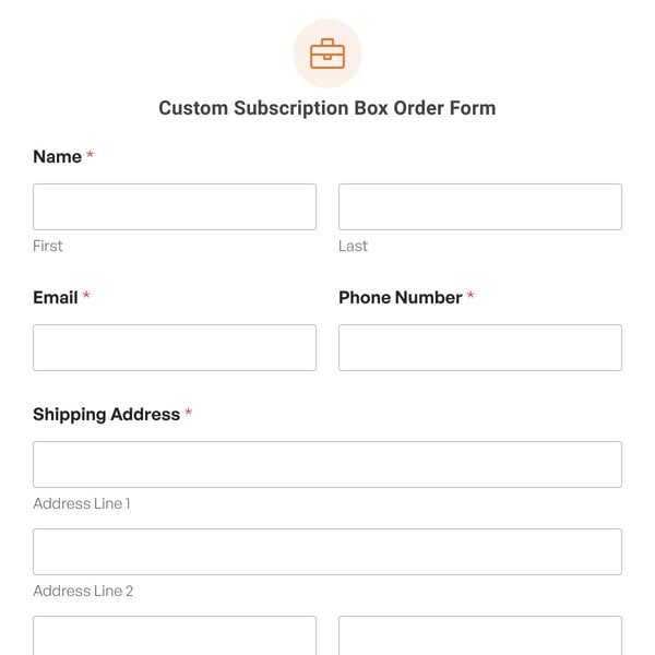 Custom Subscription Box Order Form Template