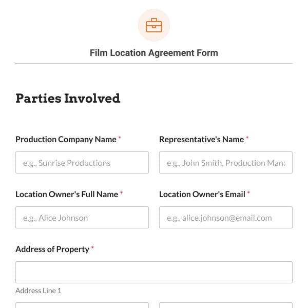 Film Location Agreement Form Template