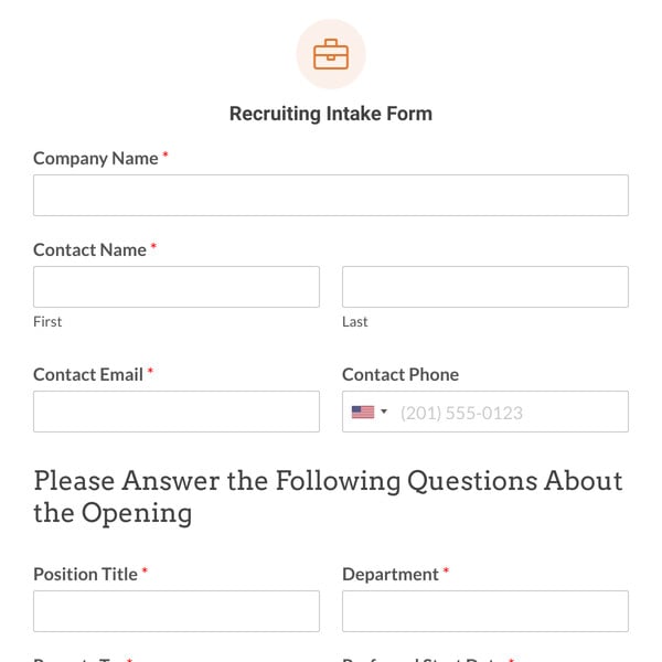 Recruiting Intake Form Template