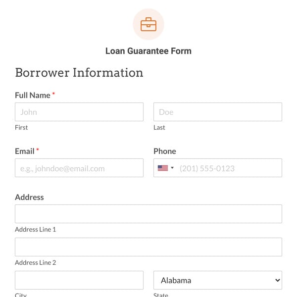 Loan Guarantee Form Template