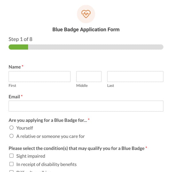 Blue Badge Application Form Template