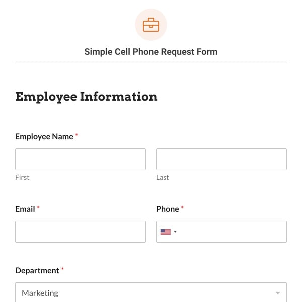 Simple Cell Phone Request Form Template