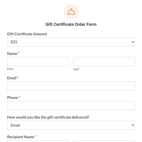 Gift Certificate Order Form Template