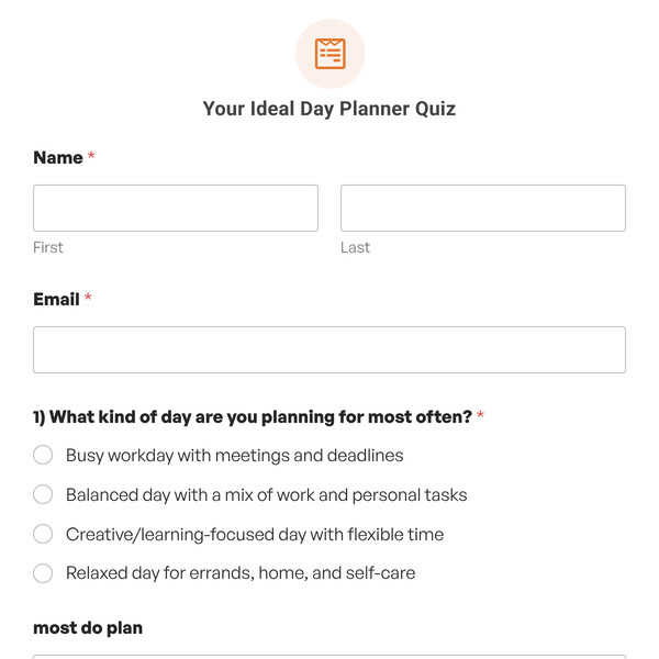 Your Ideal Day Planner Quiz Template